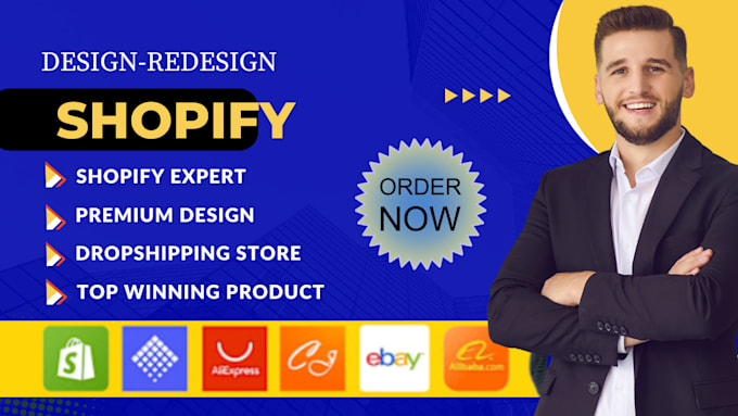 Gig Preview - Create modern shopify website design and redesign, shopify store, dropshipping