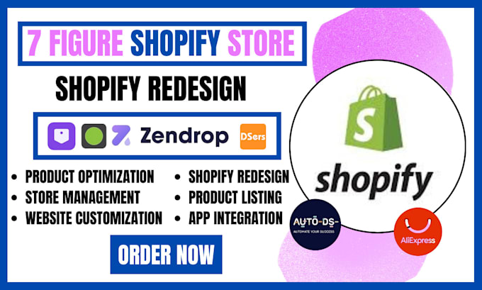 Gig Preview - Design 7 figure shopify website, redesign shopify dropshipping store design web