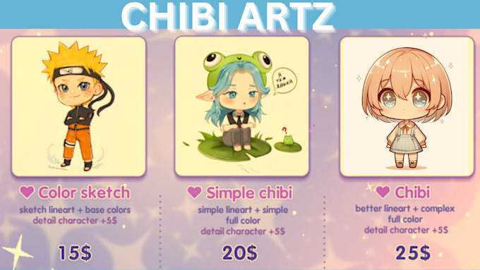 Gig Preview - Draw cute kawaii chibi character illustration for pfp vtuber chibi animation