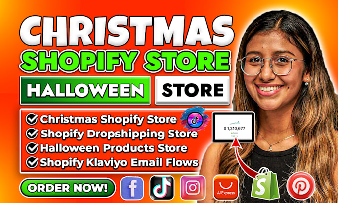 Gig Preview - Do shopify christmas black friday, halloween, shopify dropshipping, tik tok shop