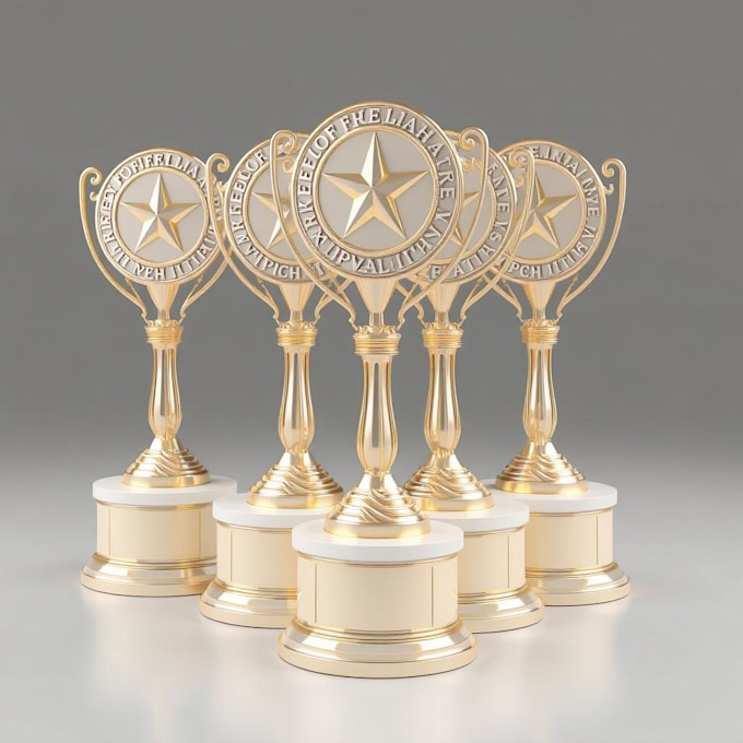 Gig Preview - 3d trophy animation 3d model  award design 3d design medals trophies