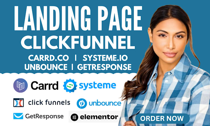 Gig Preview - Build landing page on mailchimp, getresponse, unbounce, systeme io, clickfunnel