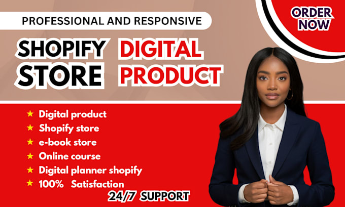 Gig Preview - Create digital product shopify store, ebook store online course, digital planner