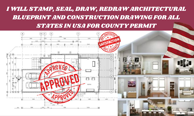 Gig Preview - Stamp seal draw redraw architectural and construction blueprint mep floor plan