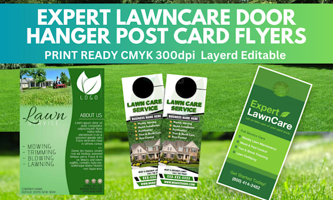 Gig Preview - Do lawncare post card door hanger flyer and logo design