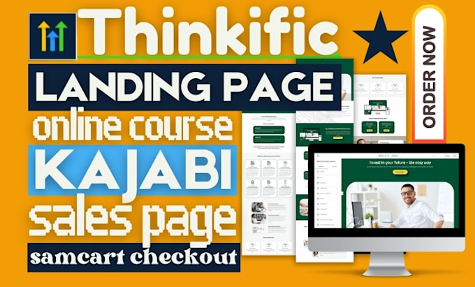 Gig Preview - Design samcart sales page thinkific checkout online course kajabi landing page