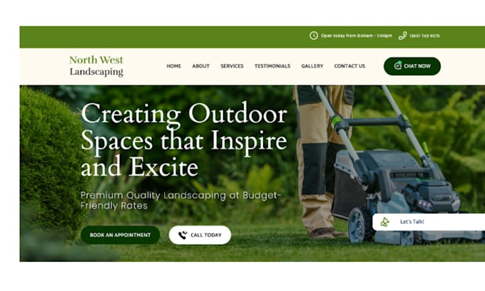 Gig Preview - Design lawn care website landscape website swimming pool gardening website