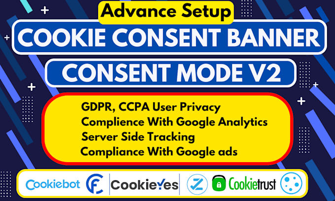 Gig Preview - Setup google cookie consent banner, consent mode v2 using tag manager, GTM