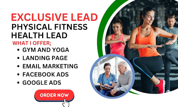 Gig Preview - Generate physical fitness, health lead, gym and yoga, landing page