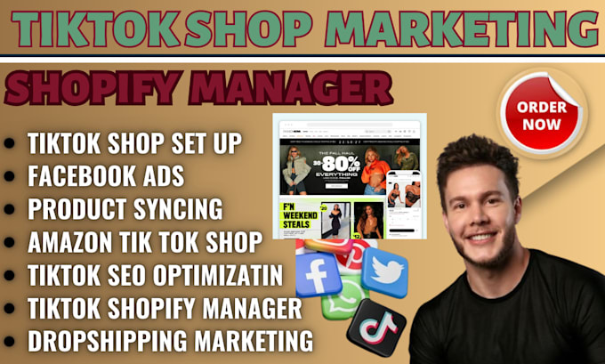 Gig Preview - Do my tiktok shop shopify dropshipping marketing manager tik tok shop product