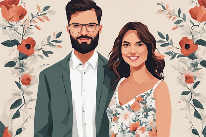 Gig Preview - Create couples art vector portrait