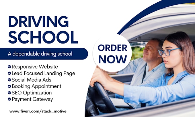 Gig Preview - Design driving school website driving instructor driving school landing page