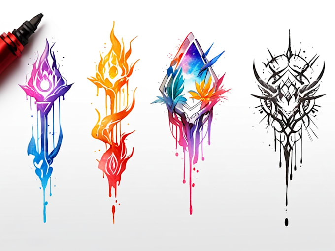 Bestseller - create a custom watercolor tattoo desidn for you, turn your idea into tattoo