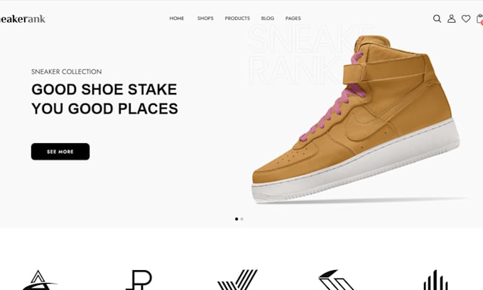 Gig Preview - Sneakers shopify store, footwear store sneakers website, footwear shoe website