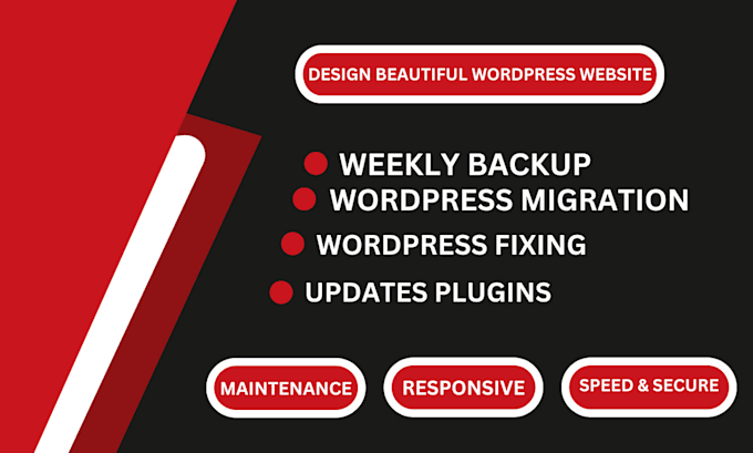 Gig Preview - Build beautiful responsive wordpress website design, redesign and  maintenance