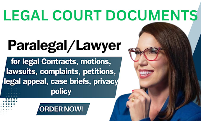 Bestseller - be a lawyer to write legal contract, motion, lawsuit, complaints, privacy policy