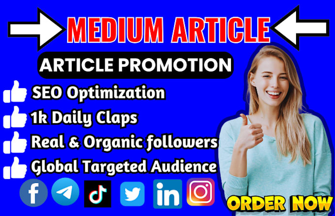 Gig Preview - Do organic medium article promotion to medium views to boost engagement