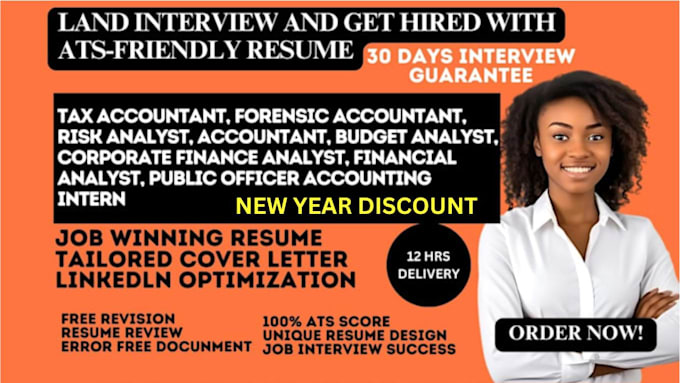 Gig Preview - Write a tax accountant, forensic accountant, risk analyst and accountant resume