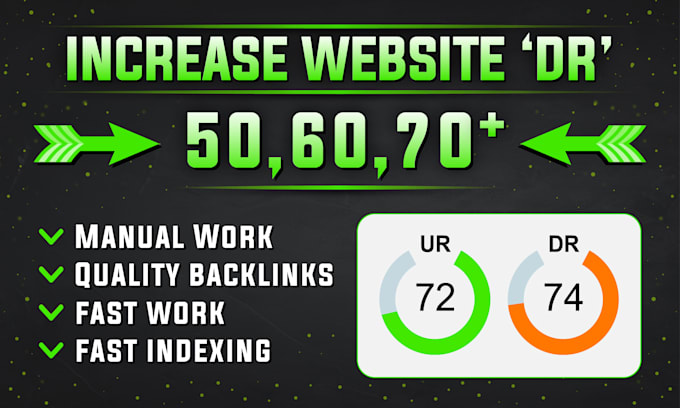 Gig Preview - Increase ahrefs domain rating DR to 70 with high authority SEO backlinks