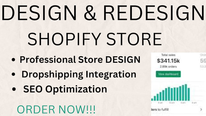 Gig Preview - Create shopify dropshipping store, shopify store design shopify website redesig