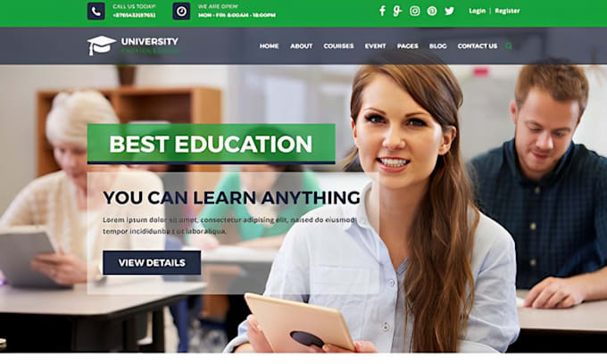 Bestseller - design lms educational website institute website education lms elearning website