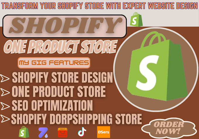 Gig Preview - Create one product shopify store shopify dropshipping store design