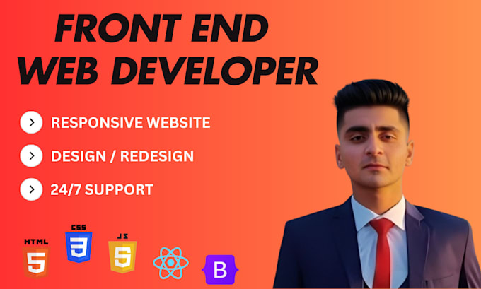 Gig Preview - Be your front end web developer in html css bootstrap, react js