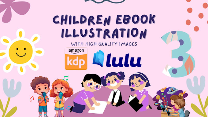 Gig Preview - Do childrens ebook kids illustrations cartoon characters coloring book covers