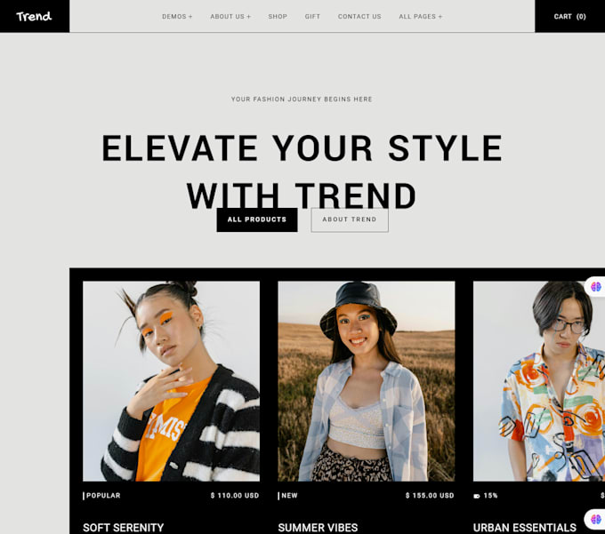 Gig Preview - Create shopify clothing store, fashion store, ecommerce website and online store