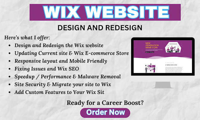 Gig Preview - Update wix website wix booking website development wix store redesign wix edit