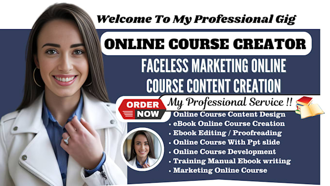 Gig Preview - Do course content design, ebook online course creation, marketing online course