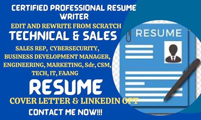 Gig Preview - Craft pro resume for sales, finance, marketing, sdr IT tech, federal and usajobs