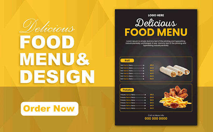 Gig Preview - Do modern restaurant, food menu design in 12 hours