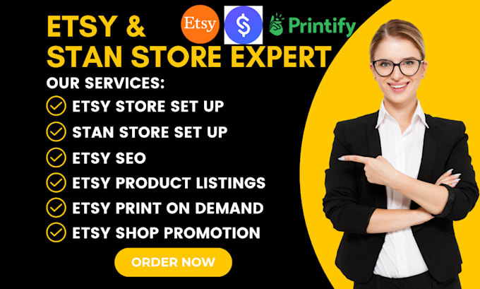 Bestseller - set up etsy shop, stan store, etsy print on demand, etsy listings, seo