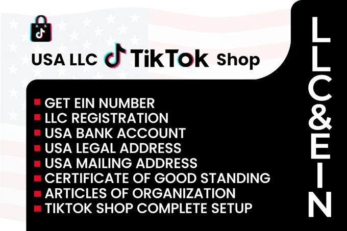 Gig Preview - Register US llc formation for tiktok shop setup with ein