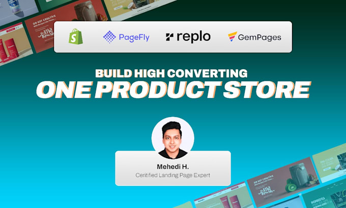 Gig Preview - Build shopify one product dropshipping store by using replo, pagefly, gempages