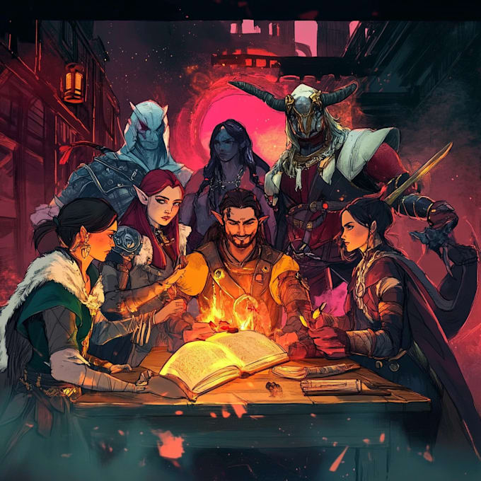 Gig Preview - Create your dnd group party illustration