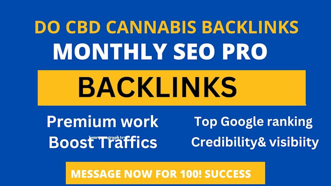 Gig Preview - Do white hat off page SEO backlinks for cbd hemps marijuana and cannabis site