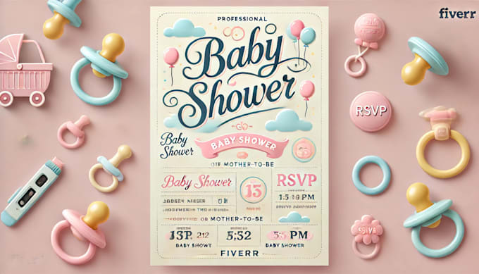 Gig Preview - Do baby or kids invitation design cute, custom perfect for birthdays events