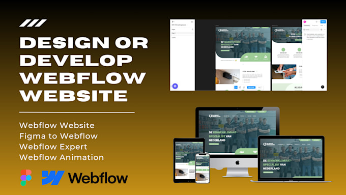 Gig Preview - Design or develop webflow website, figma to webflow, webflow expert