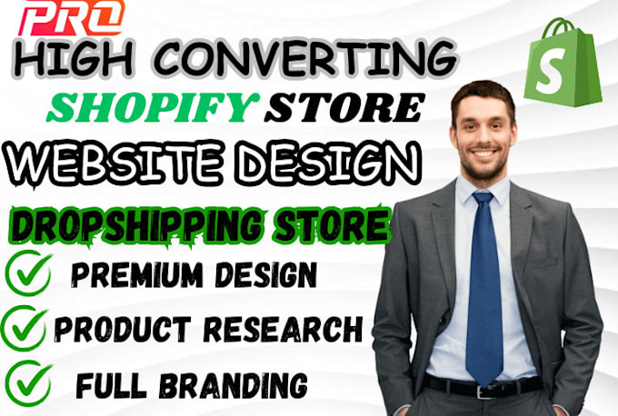 Gig Preview - Create a professional shopify store design, shopify dropshipping store