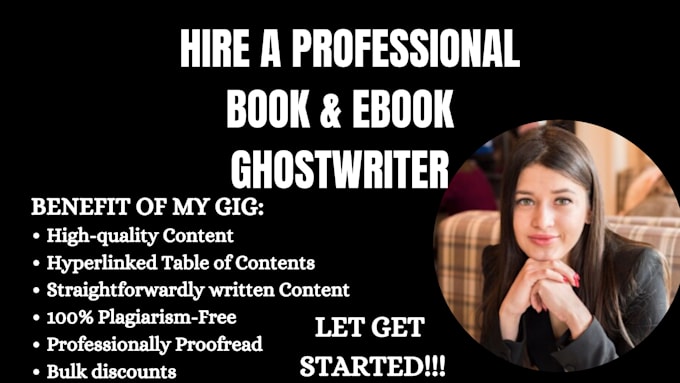 Gig Preview - Be your fiction and nonfiction ghostwriter, book writer, books and ebook writing