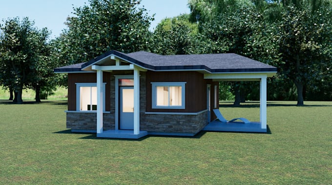 Gig Preview - Highly detailed 3d realistic model of a small house, interior exterior rendering