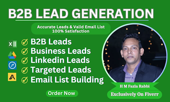 Gig Preview - Do b2b lead generation, linkedin leads, and targeted email list building