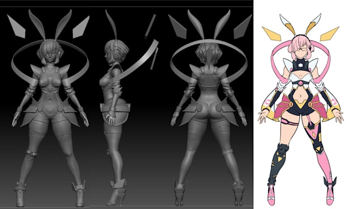 Gig Preview - Sculpt 3d character anime mini figure statue model design stl for 3d printing