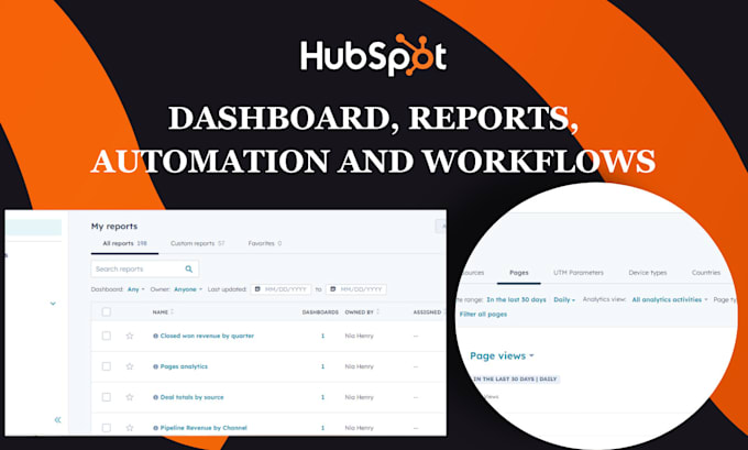 Gig Preview - Do hubspot dashboard reports hubspot automation husbpot crm workflow marketing