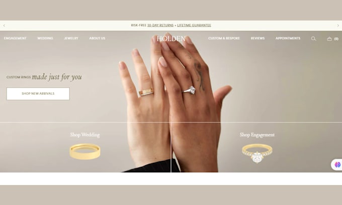 Gig Preview - Design jewelry website custom wedding ring website 14k gold jewelry website