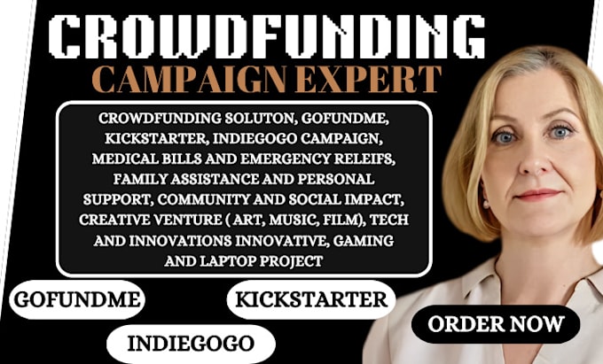 Bestseller - do crowdfunding campaign creation promotion on gofundme kickstarter indiegogo