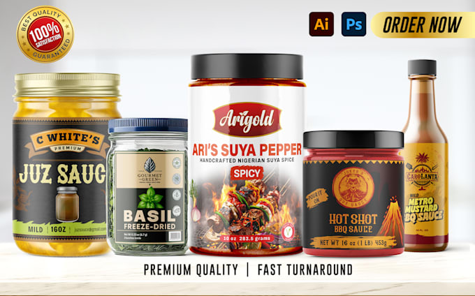 Bestseller - design premium food packaging, jar labels, spice labels, sauce, and honey labels