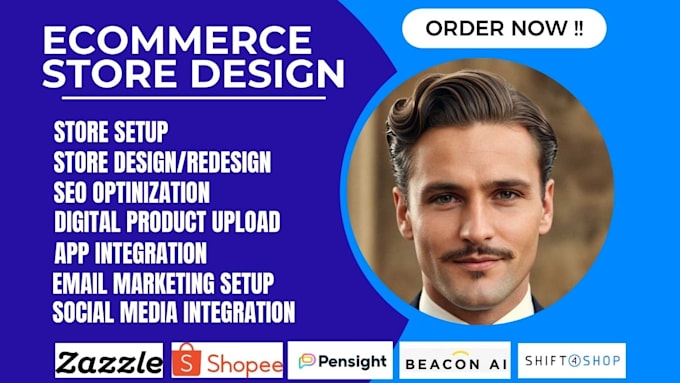 Gig Preview - Do pensight beacon ai shift4shop zazzle prestashop shopee bigcommerce store